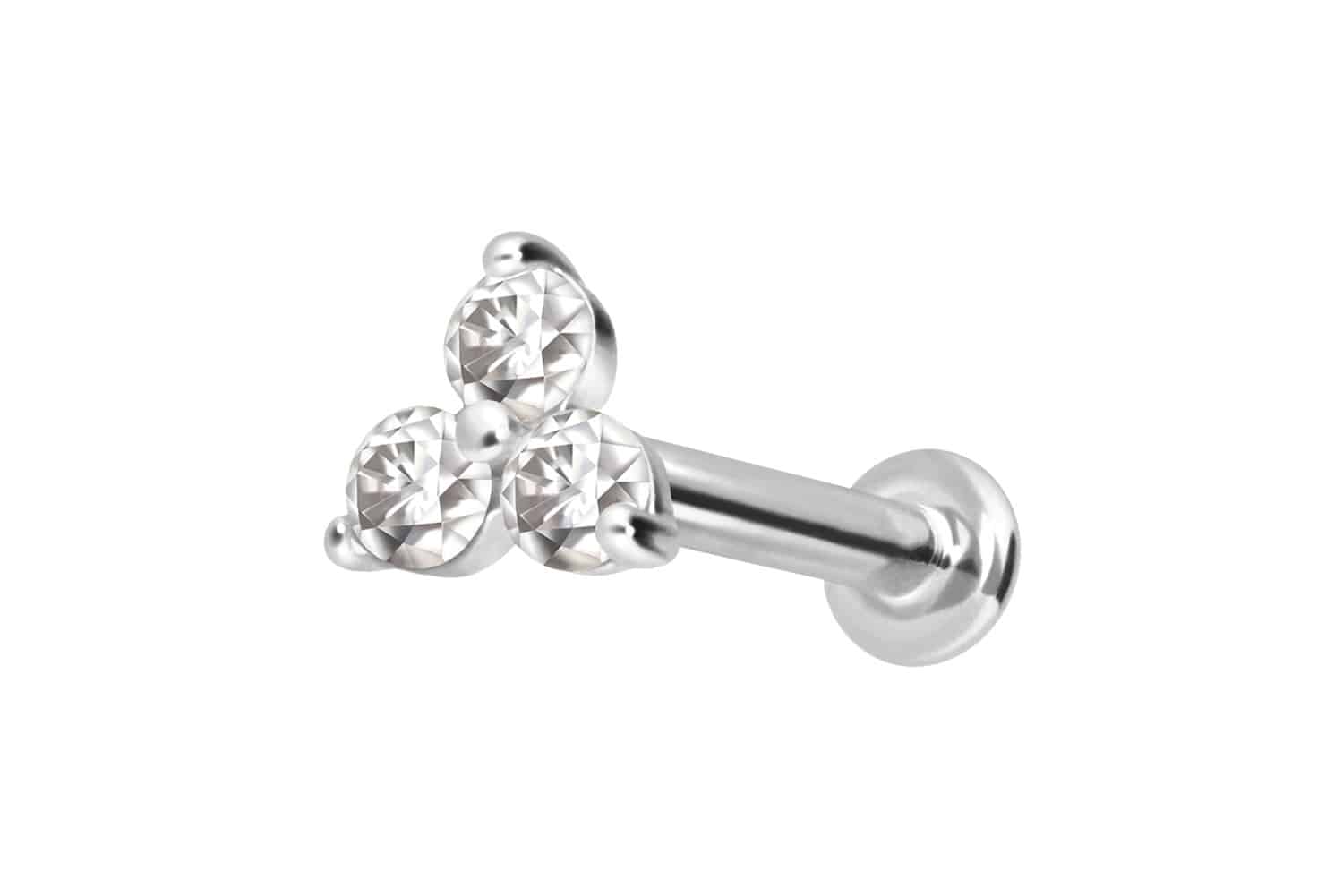 14 Karat Gold Labret mit Innengewinde MOISSANIT-BLUME